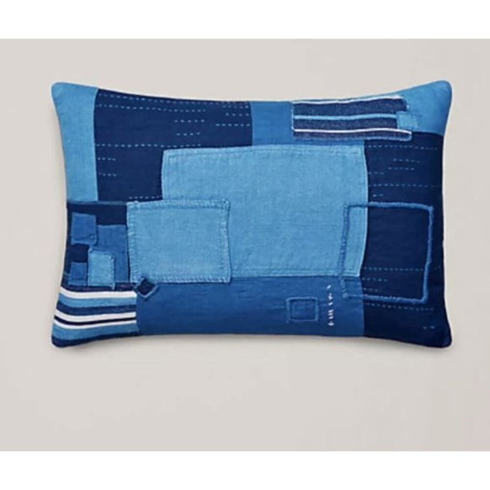 Ralph Lauren Stover Throw Pillow COVER ONLY Summer Blue 16x24 NEW